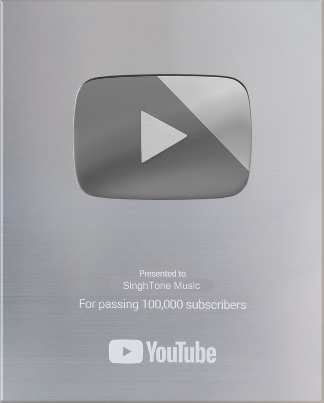 YouTube Silver Play Button presented to SinghTone Music